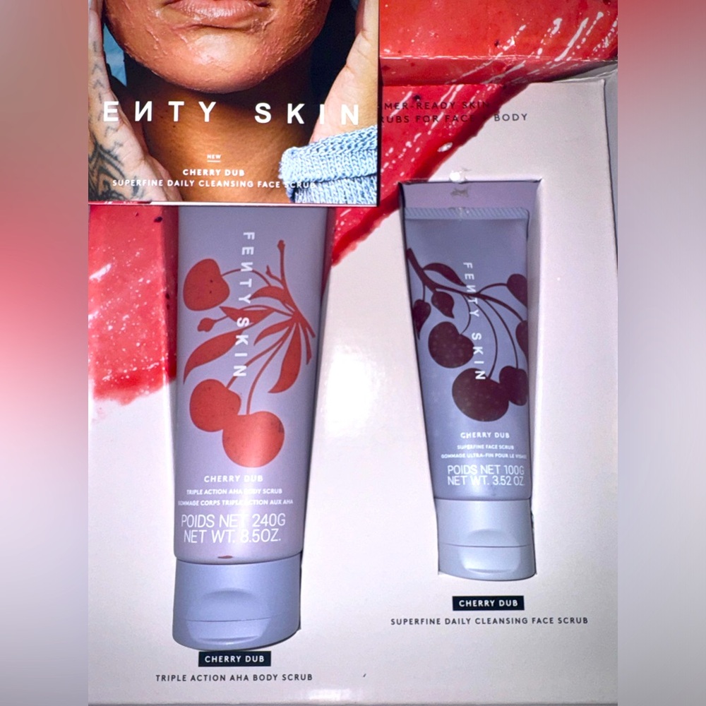 Fenty beauty skin care cherry dub face wash scrub & body scrub duo